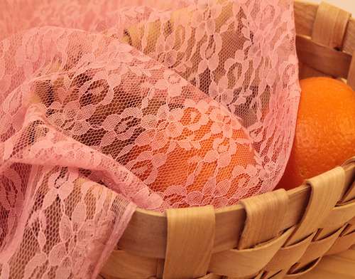 (대폭)라셀레이스 꽃무늬 진분홍색 